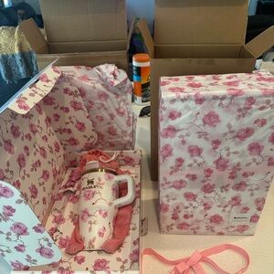 Stanley Love shack fancy Ribbon Rosa 20oz and 40oz as a bundle.